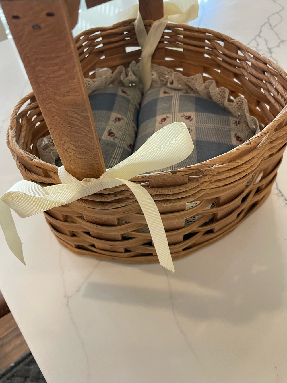 Red River Sampler Handcrafted Wood Heart Shaped Sewing Basket, Clarksville, TN - Picture 7 of 12